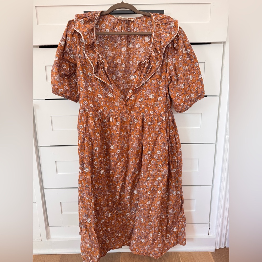 Floral Ruffle Dress in Orange